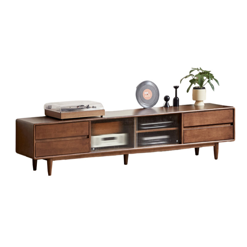 Meuble télé en bois massif de style américain, 86.61"