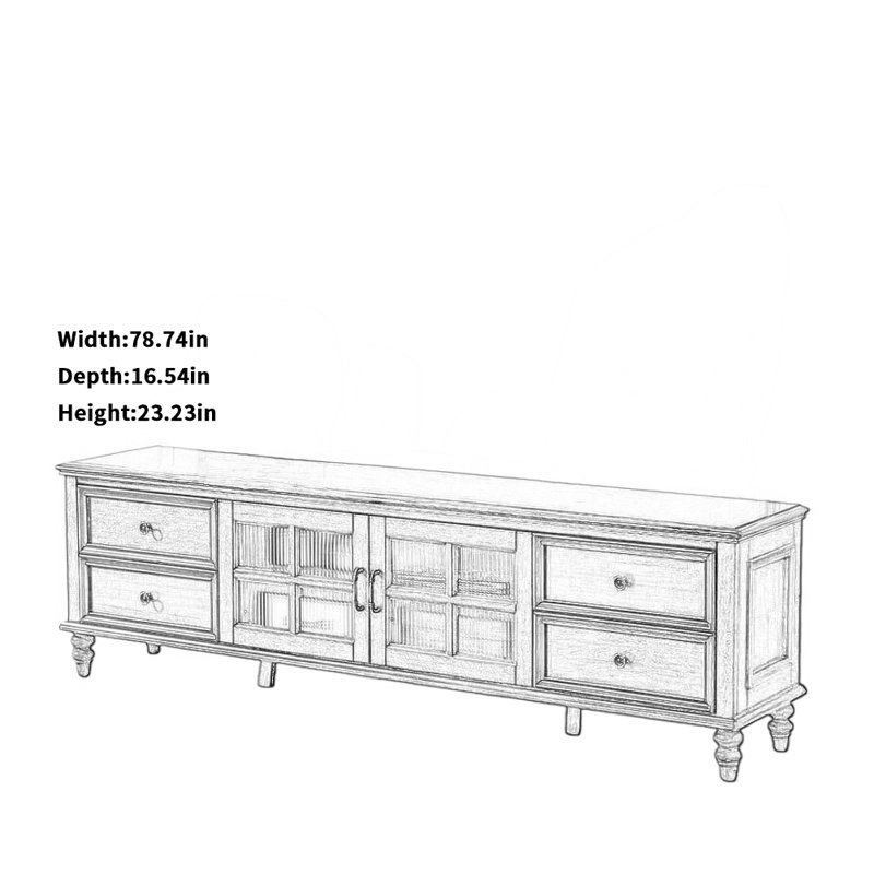 Meuble télé rétro brun, H 23,23 po x L 78,74 po x l 16,54 po