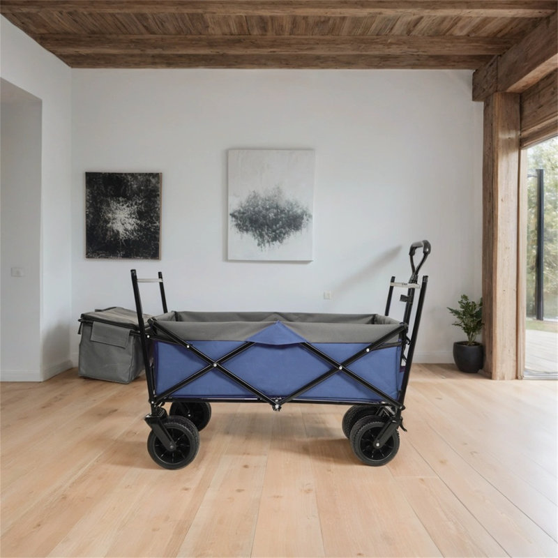 [Wagon pliable de 480 lb avec auvent et moustiquaire] - Roues tout-terrain de 7 po, légères pour le camping, le magasinage et le jardin (bleu foncé)