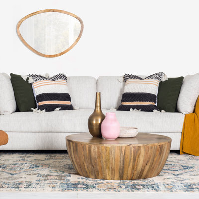 Solid Mango Wood Drum Coffee Table 