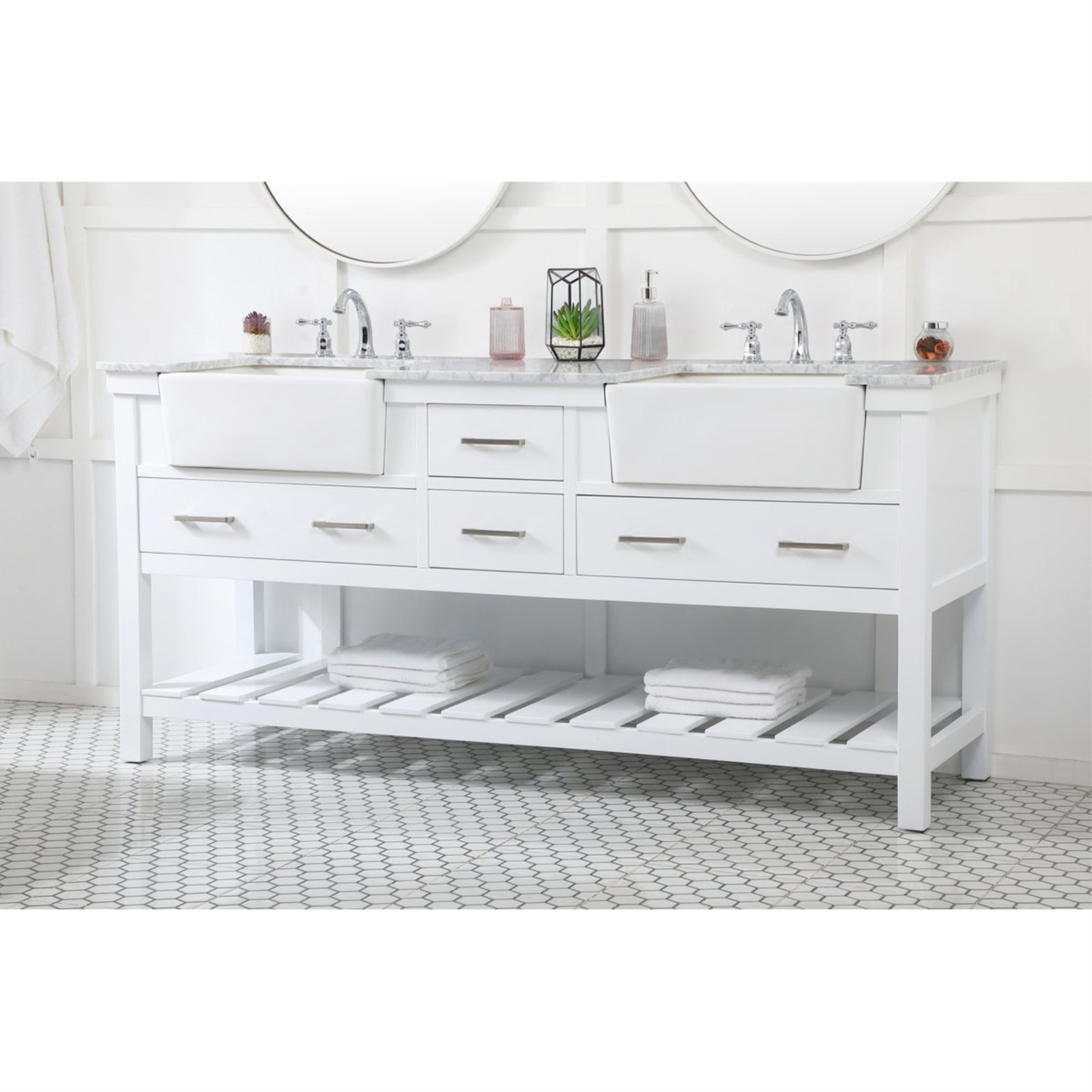 Pelaghia 72'' Double Bathroom Vanity, White