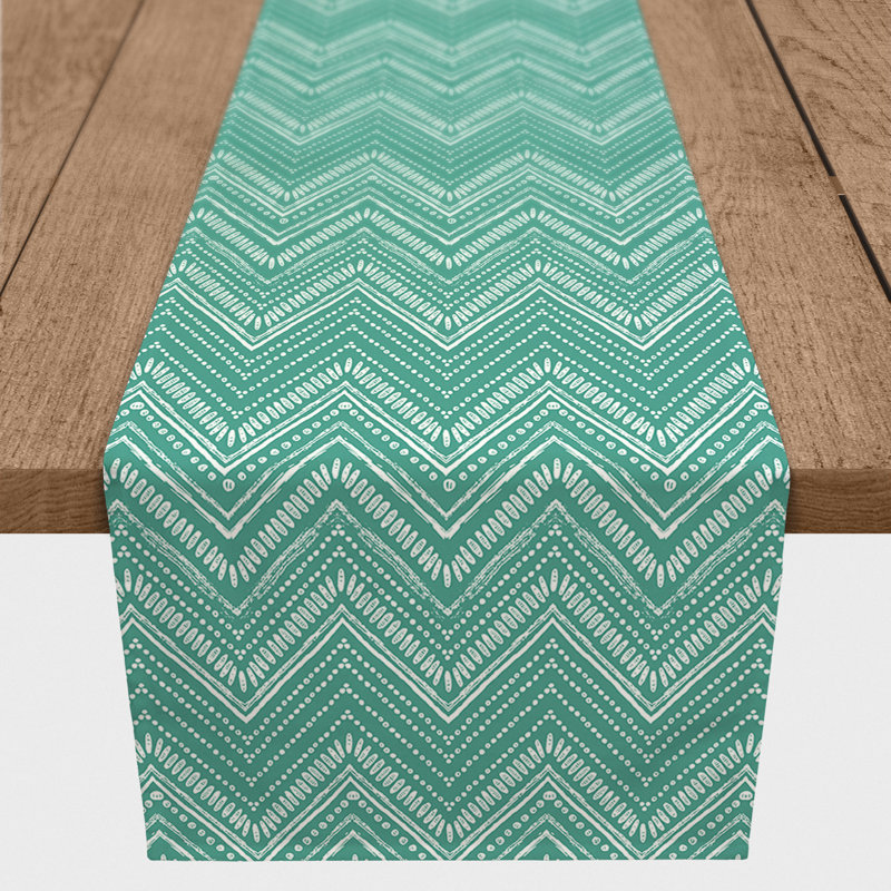 Chemin de table Clarra, 90 po x 16 po, Bleu sarcelle