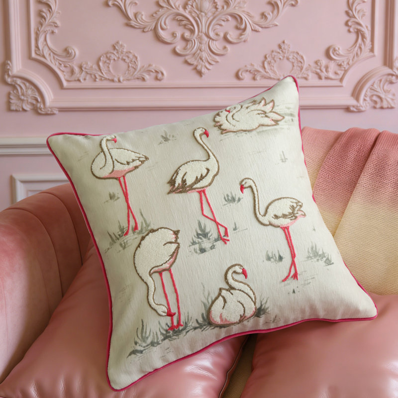 Housse de coussin en chenille 18 x 18 pouces Flamingo