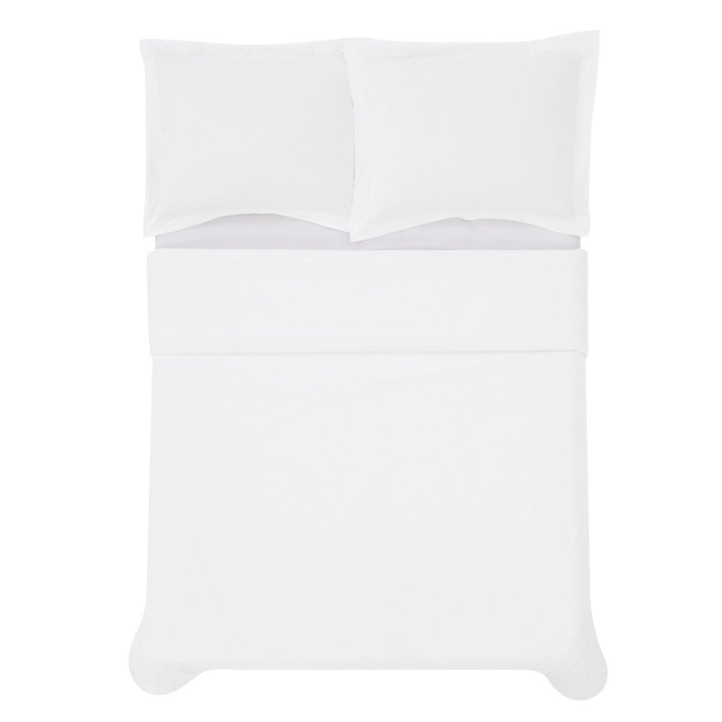 Cotton Percale Duvet Cover & Insert, White, King Duvet Cover + 2 King Shams
