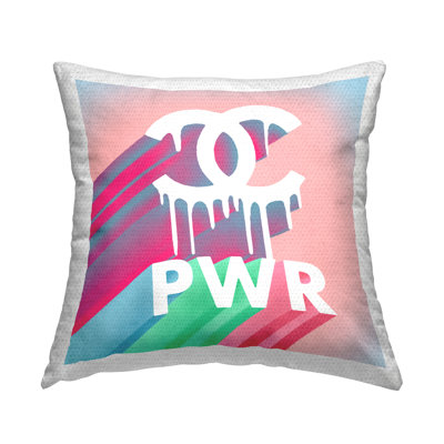 Stupell Industries Drippy Fashion Power Phrase Glam Pastel Phrase Outdoor Printed Pillow by Ziwei Li