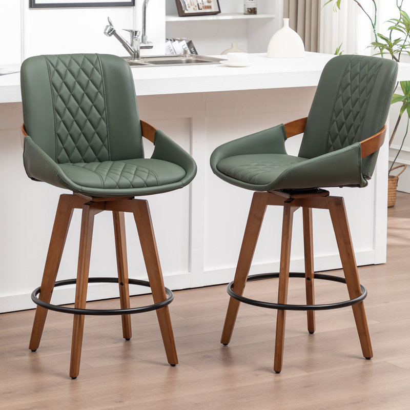 Modern Swivel Bar Stool, Counter Stool (66.8cm Seat Height), Green