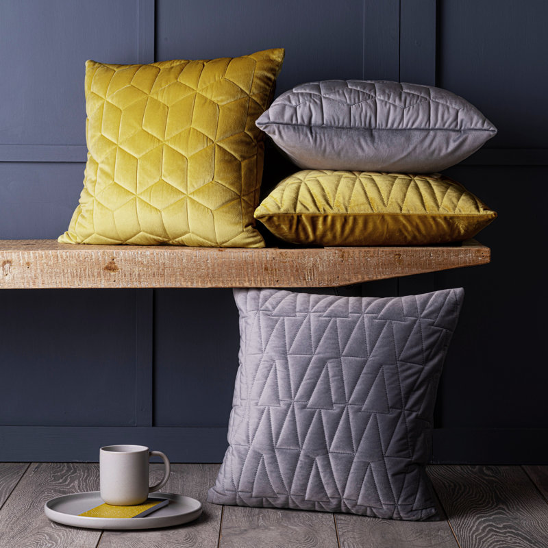 Lukes Geometric Square Cushion Cover, Yellow
