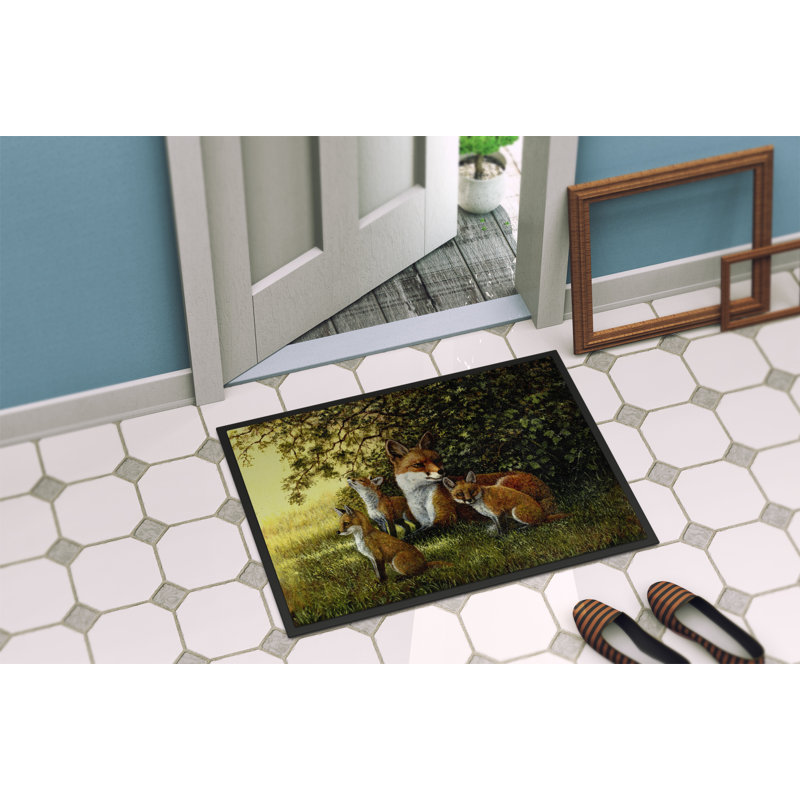 Paillasson d’extérieur antidérapant en forme de renard, Rectangle 2 pi x 3 pi