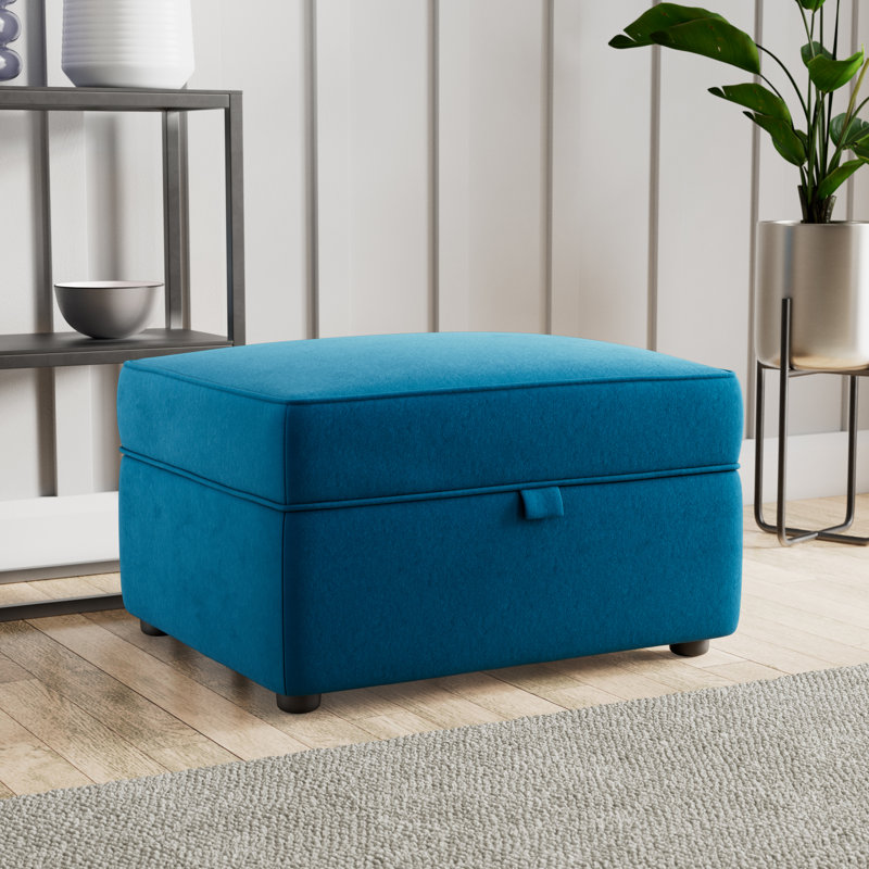 Birjesh 63cm Wide Rectangle Solid Colour Footstool Ottoman with Storage, Marine
