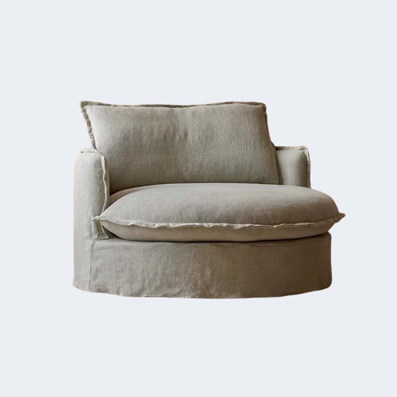 Linen casual round single sofa