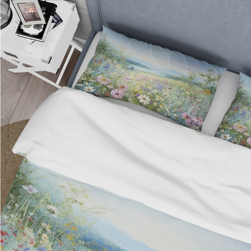 Ensemble de housse de couette floral - Polyester, Housse de couette très grand + 2 très grandes ta