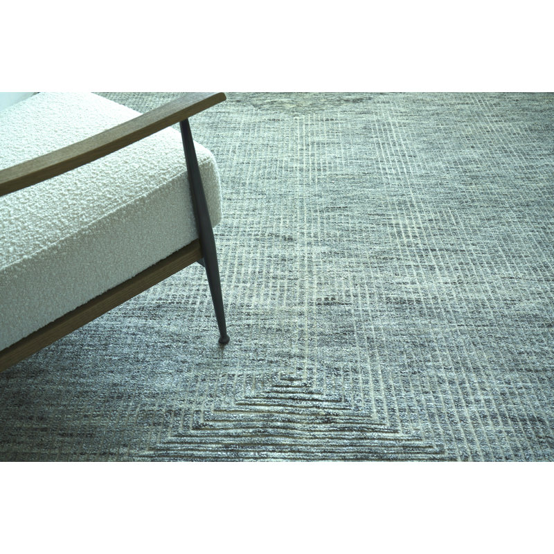 Crescent Wool Area Rug in Gray, Rectangle 10' x 14'