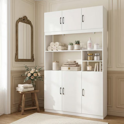 Armoire de rangement autoportante 78,7 po avec tablettes ouvertes