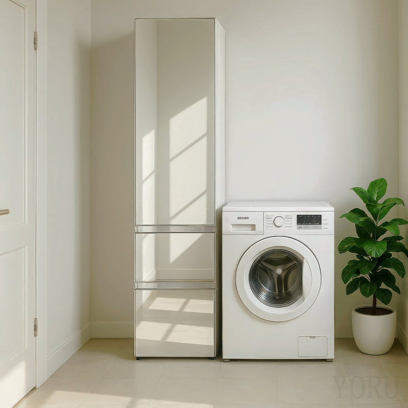 Armoire-penderie mince en bois avec miroir