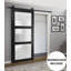 Panneau de porte de grange en verre givré Slab | Lucia 2552 noir mat | Portes robustes avec finition | Pochette coulissante à poche 32 po x 96 po en verre givré-55746168-55746171