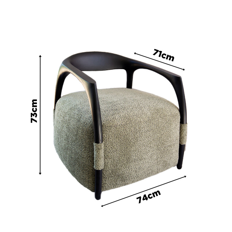 Upholstered Armchair, Black, Green