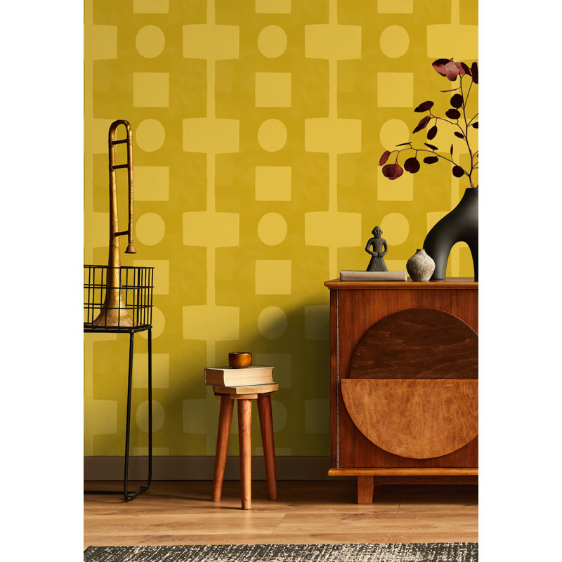 Paule Marrot Geometric Wallpaper Double Roll, Goldenrod