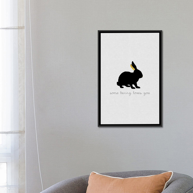 « some lapin aime you », impression sur toile, H 48 po x l 32 po x P 1,5 po, Toile avec cadre noir, Pas de tapis