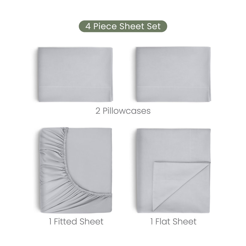 Martex Restore Solid - Soft, Breathable, Cotton Blend, Temperature Regulating, Full Sheet Set with 2 Pillowcases, Gray