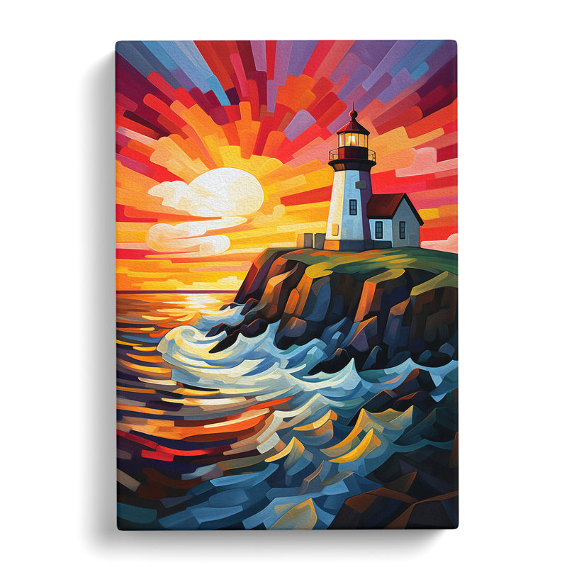 Lighthouse Cubism Art - No Frame Print, 60cm H x 40cm W x 3cm D