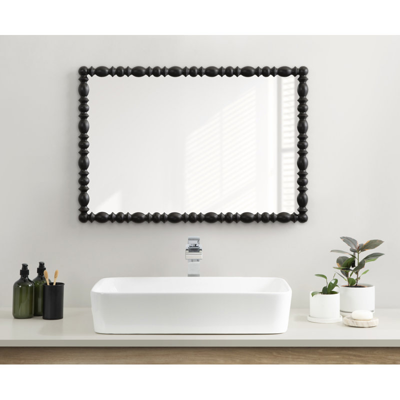 Miroir rectangulaire en bois festonné, Bois manufacturé, Noir, noir, noir, noir, 33.5" x 23"