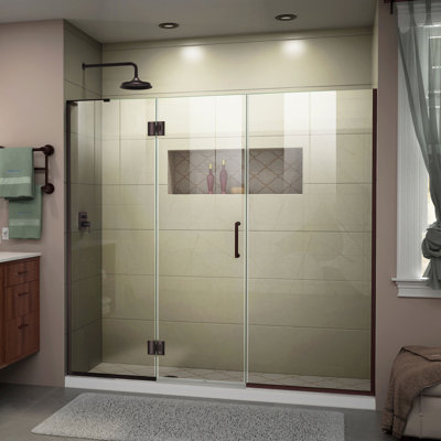 DreamLine Unidoor-X 67.5 - 68 inch W x 72 inch H Frameless Hinged Shower Door in Oil Rubbed Bronze - Left Wall Installation