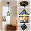 Luminaire suspendu vintage rétro en vitrail style chalet