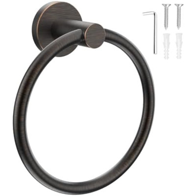 Towel Holder For Bathroom Wall Screw-In Towel Ring Stainless Steel Hand Towel Holder Heavy Duty Towel Hanger For Bathrooms Oil Rubbed Bronze