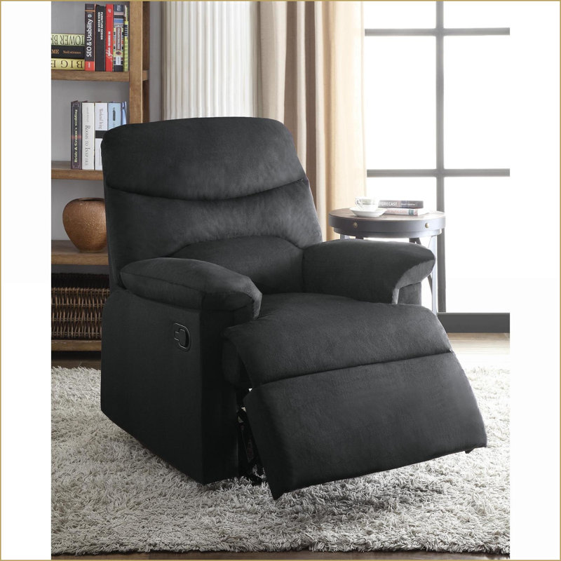 Fauteuils inclinables, fauteuil inclinable en tissu tissé noir avec accoudoirs coussinés Mousse à mémoire de forme | Noir | Tissu tissé + métal