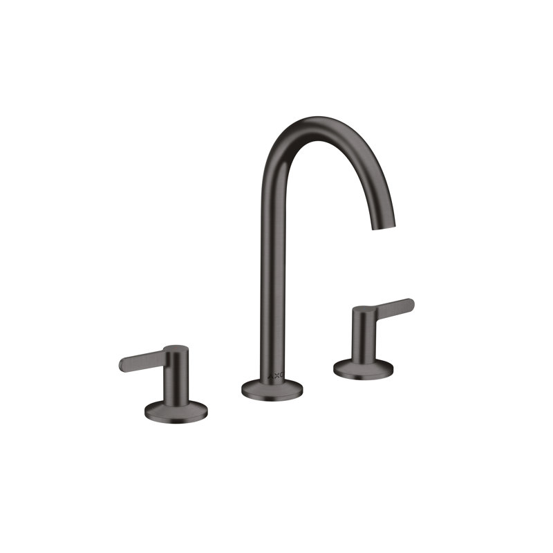 Widespread Bathroom Faucet, Brushed Black Chrome, Lever