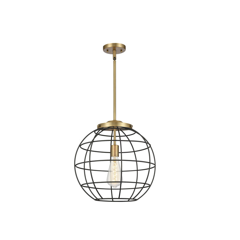 Luminaire suspendu à tige 1 lumière Lake Placid 16 po, H 48,75 po x l 16 po x P 16 po, Laiton brossé