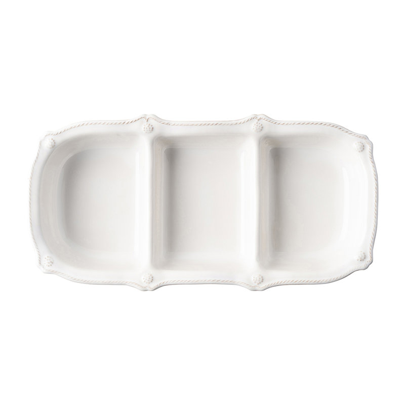 Berry & Thread 14" Triple Section Server - Whitewash