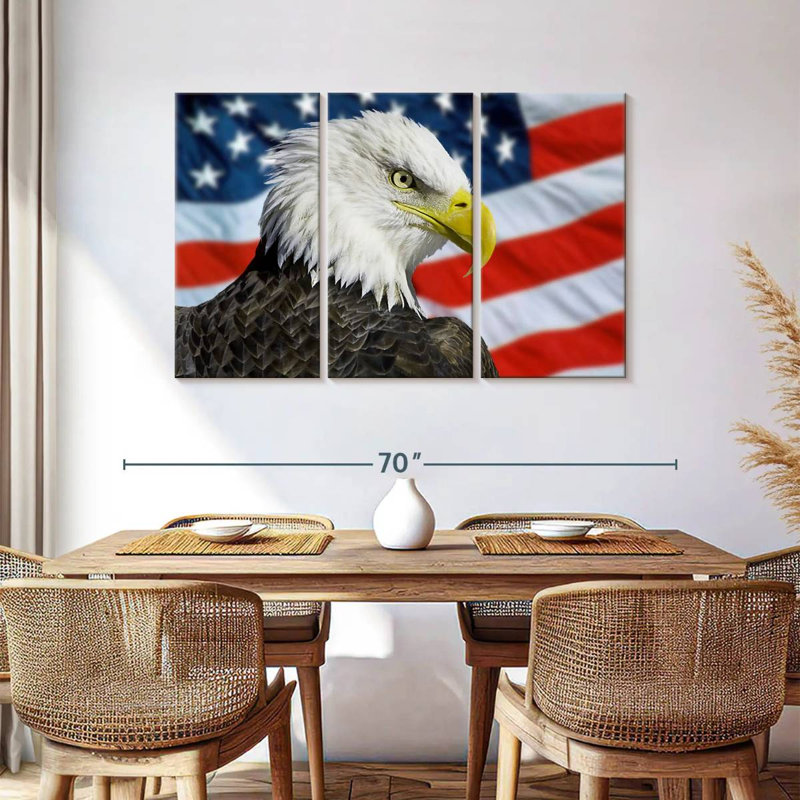 Brampt Patriotic Alaskan Bald Eagle, 36" H x 57" W