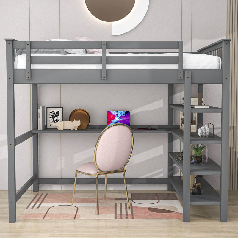 Ettie Kids Loft Bed, Full, Gray