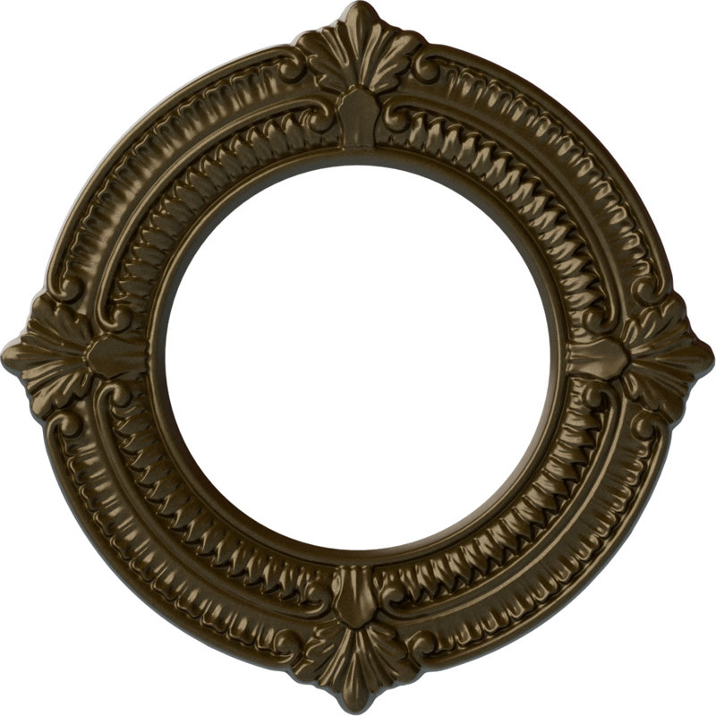 Endurathane Benson Ceiling Medallion, 11 1/8"OD x 6 1/8"ID x 5/8"P (Fits Canopies up to 6 1/8"), Hand-Painted Brass Finish