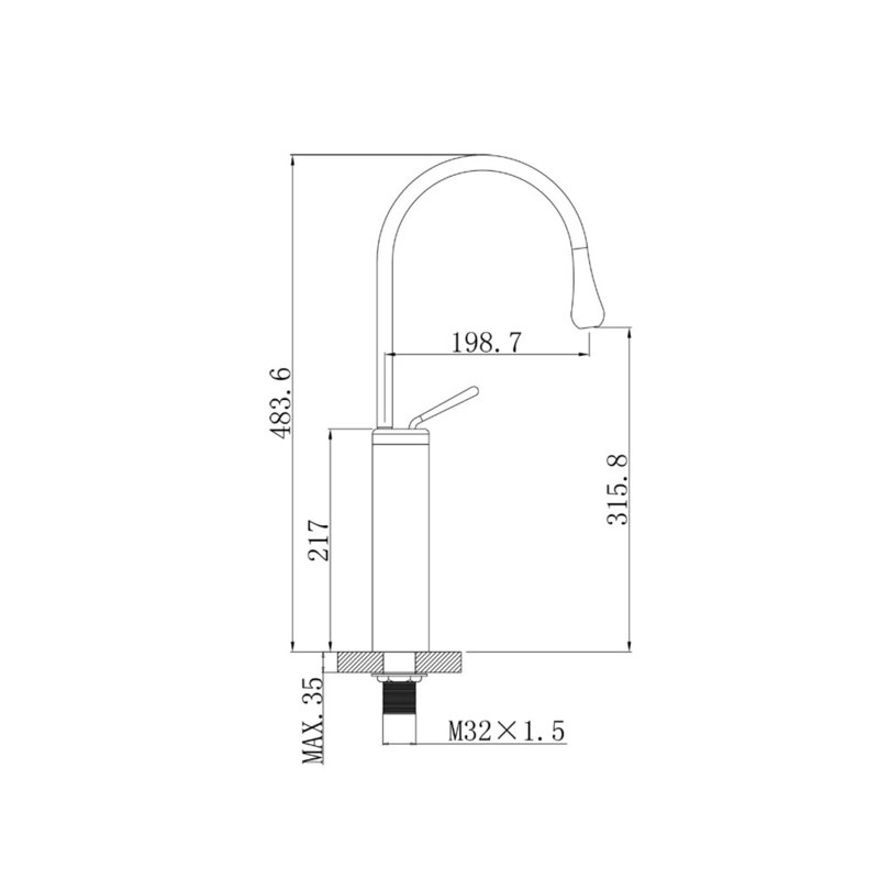 Robinet de salle de bain à un trou, Blanc