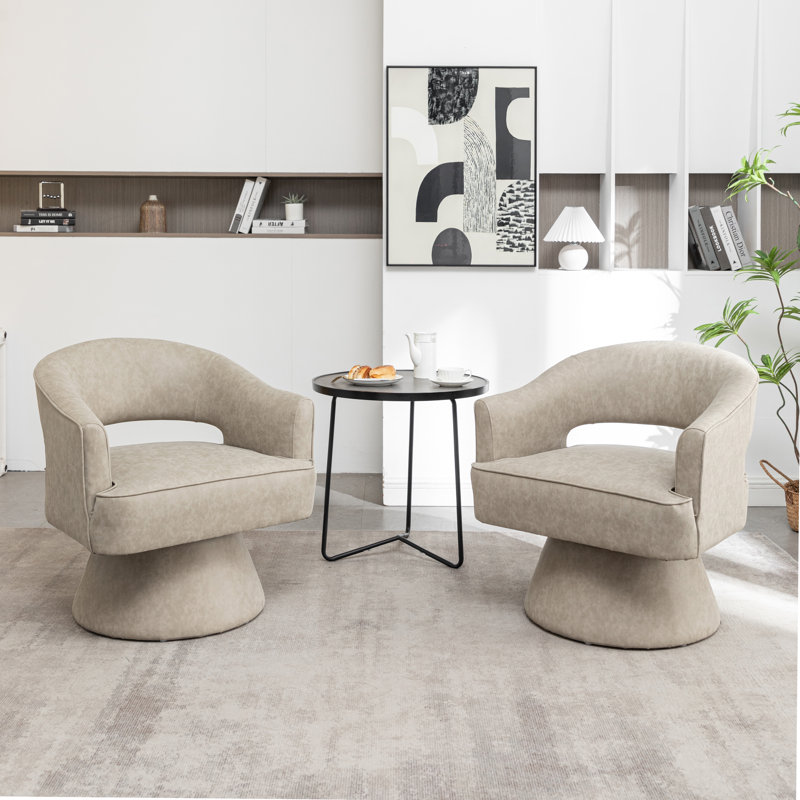 Kiersten Faux Leather Swivel Barrel Chair, 2, Dark Apricot Faux Leather