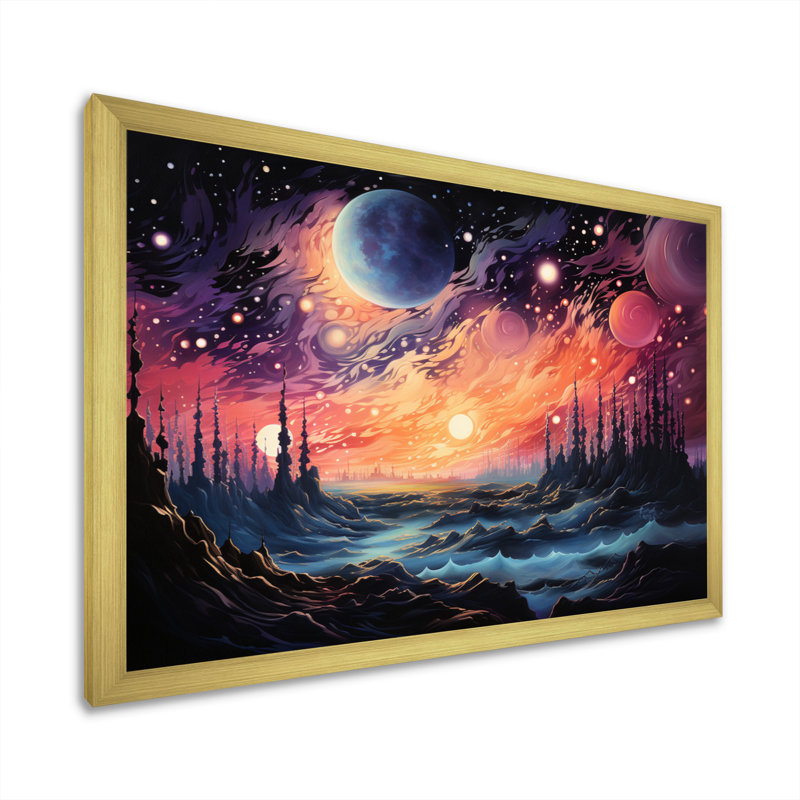 «Stars Infinity Landscape I», reproduction sur toile, H 34 po x l 44 po x P 1,5 po, Cadre doré à une seule photo