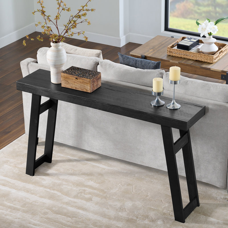 Lawas Solid Wood Console Table - 56 Inch Modern Farmhouse Entryway Table - Easy Assembly Living Room Furniture for Behind the Couch, Entryway, or Hallway (Black)