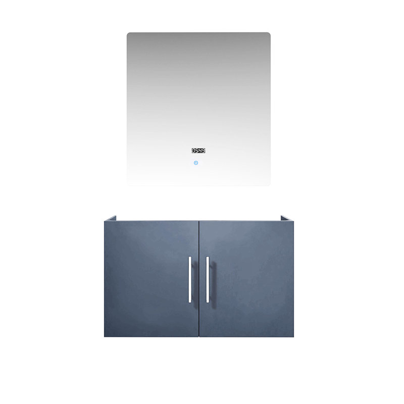 Gris foncé foncé 30 po Meuble-lavabo de salle de bain avec miroir à DEL - Rangement abondant entièrement assemblé, Gris foncé