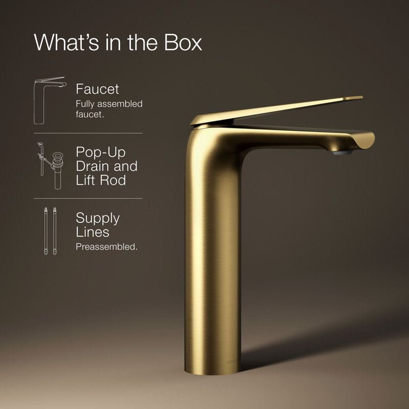 Avid Single-Handle Bathroom Sink Faucet, Vibrant Brushed Moderne Brass