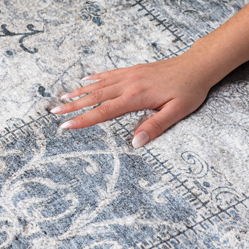 Tapis à poils longs de qualité supérieure lavable à la machine ADS566, Denim, 8' x 10'
