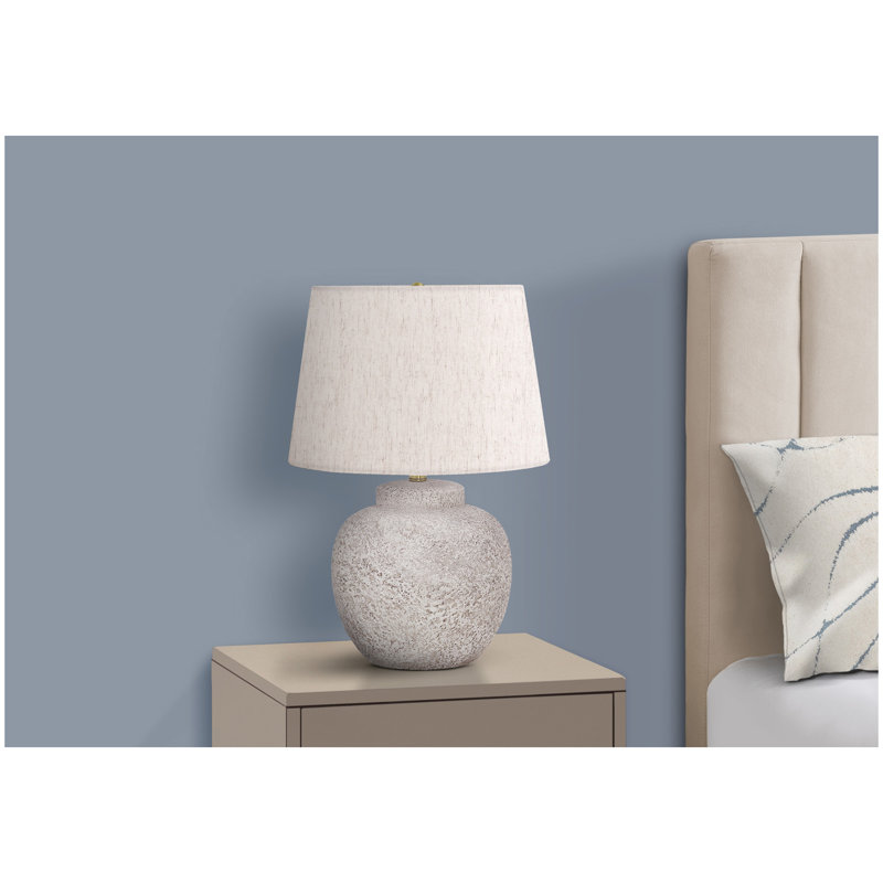 Lighting, 22 po, lampe de table, béton crème, abat-jour ivoire / crème, moderne