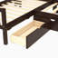 Lit plateforme en L en forme de L avec lit gigogne coulissant, tiroirs et tablettes, aucun sommier requis