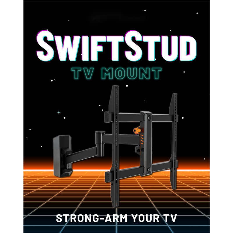 Swivel Full Motion TV Wall Mount For Tvs Up To 60" - Smooth Extention, Tilt - Wall Template For Easy Install On 1 Stud - Level & Hide Cables After Install