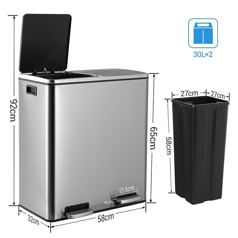 Step On Kitchen Rubbish Bin, Silver
