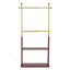 Portemanteau en acier inoxydable doré, portemanteaux en bois de couleur noyer double, hauteur de 68,9 pouces