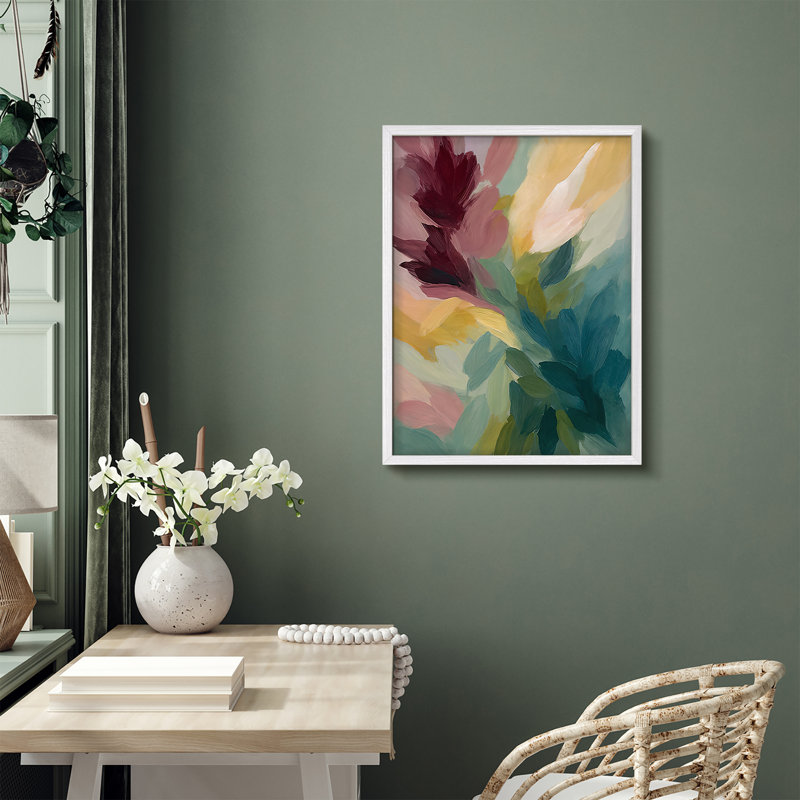 Reproduction d'art encadrée abstraite pour décoration intérieure moderne, H 10 po x l 8 po, Blanc