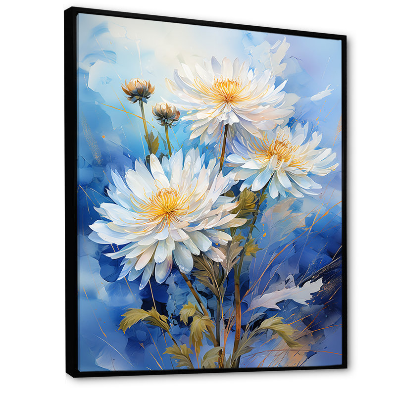 Délicat pissenlit bouquet - art mural pissenlit, Cadre flottant noir, H 44 po x l 34 po x P 1,5 po
