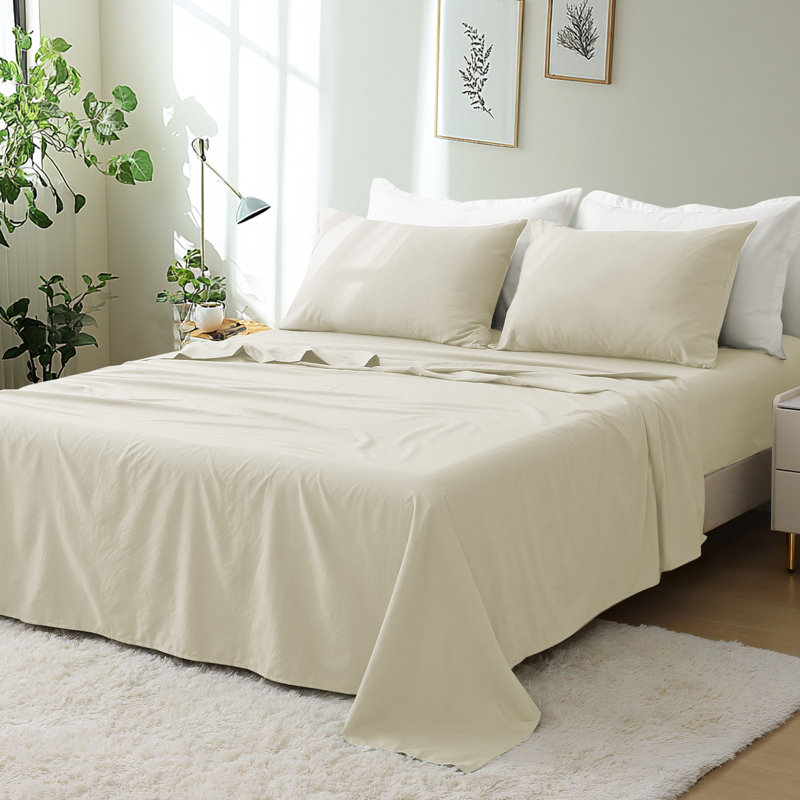 Ensemble de draps Solayne 1800 Series, Ensemble de draps pour très grand lit avec 3 piè, Beige